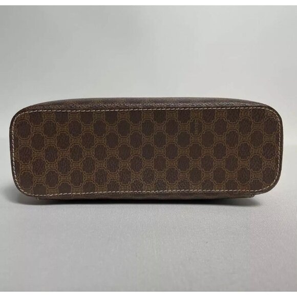 CELINE Macadam Triomphe Zip Top Handle Vanity Bag Brown Authentic - Picture 9 of 9